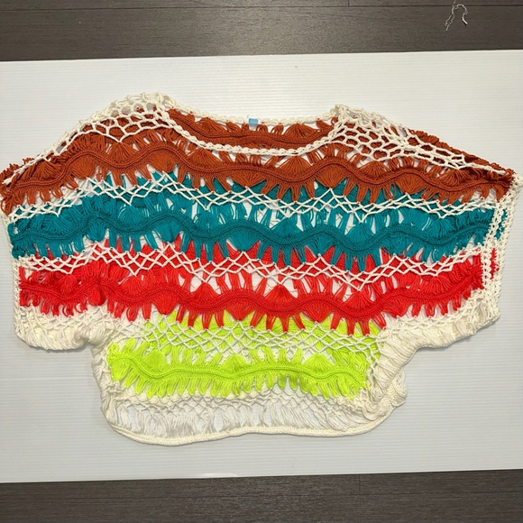 Women's Crochet Top Multicolor Boho Beach Measurements Provided Knitted Top - Picture 1 of 10